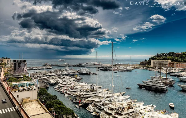 Picture sea, the storm, Bay, yachts, The Condamine, Monaco-Ville