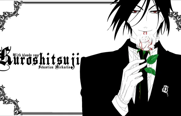 Rose, the demon, spikes, red eyes, Kuroshitsuji, Sebastian Michaelis, the devil's Butler, Since Toboso art