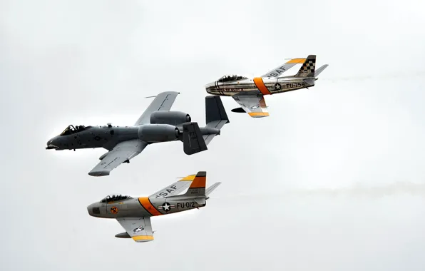 Picture A-10 Thunderbolt II, pilots, F-86 Sabres, flanking