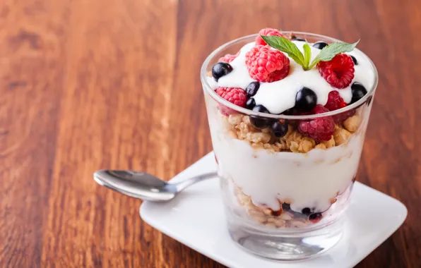 Berries, dessert, cereal, yogurt