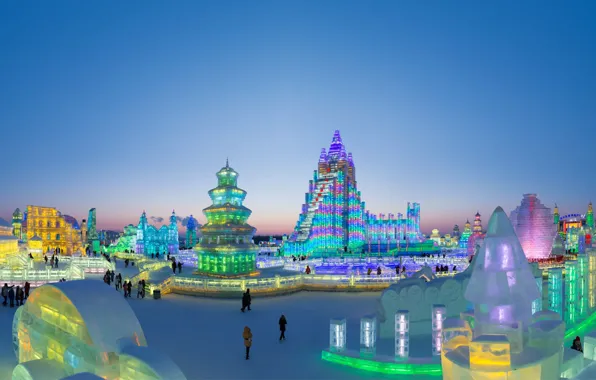 Lights, China, Harbin, Harbin international festival of ice and snow