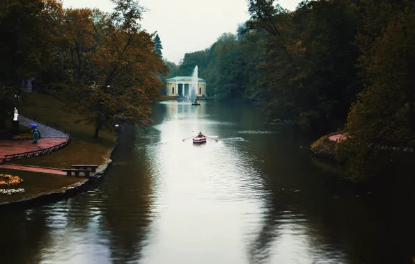 Park, boat, Trees, Bay, Sofia, Uman