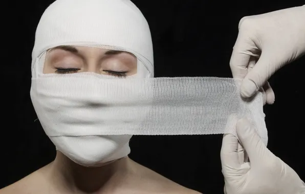 Eyes, face, Woman, bandages, eyelids