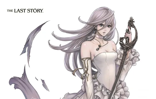 Picture white, girl, the game, sword, anime, The Last Story