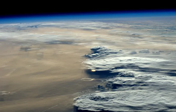 Picture sunset, clouds, Earth from space