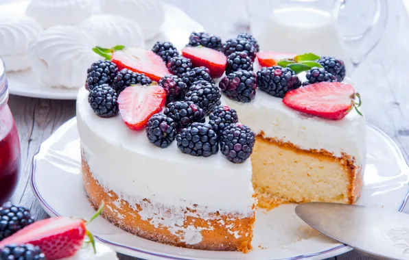 Berries, strawberry, cake, BlackBerry