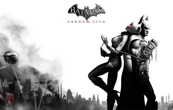 Black and white, Batman, Arkham City