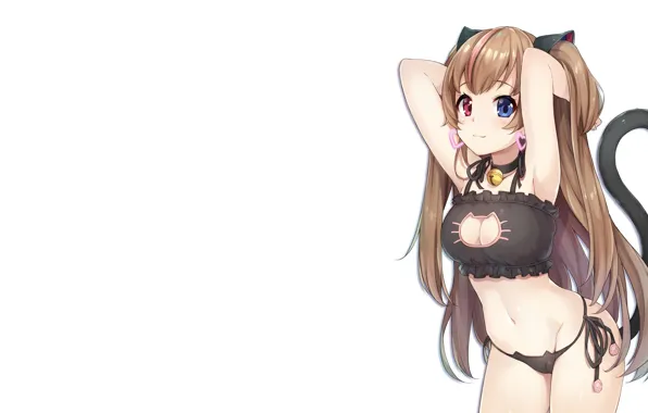 Boobs, breast, nothing, anime, catgirl, cat, tail, tits