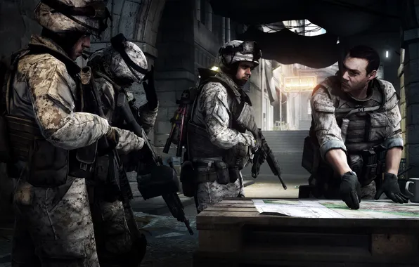 Map, Soldiers, Battlefield 3, Battlefield, Gamewallpapers, Fighters, Squad, The commander