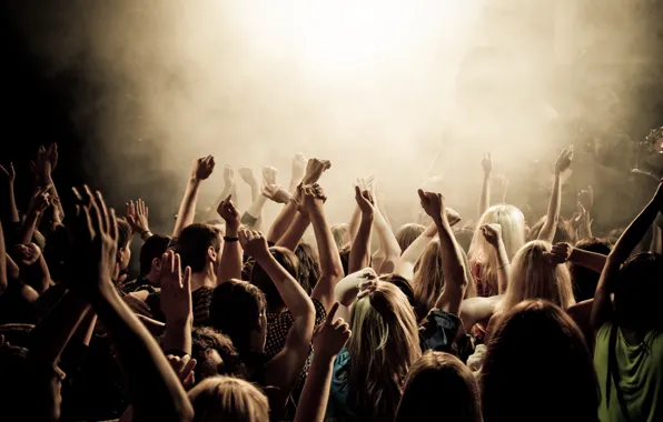 Music, photo, mood, smoke, the crowd, club, concert, instrumento