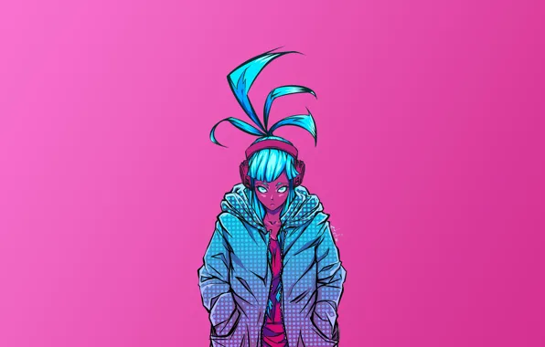 Look, girl, pink background, Cyberpunk 2077, Cyberpunk