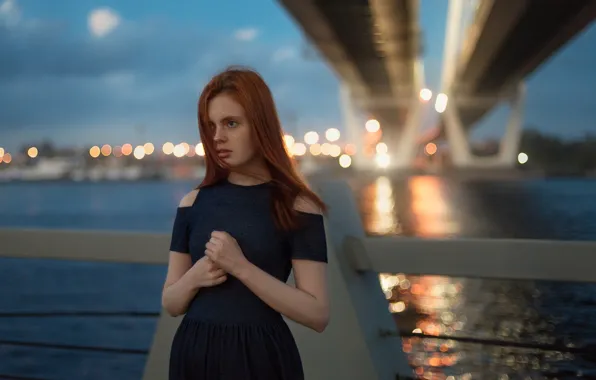 Summer, look, girl, bridge, glare, model, portrait, dress