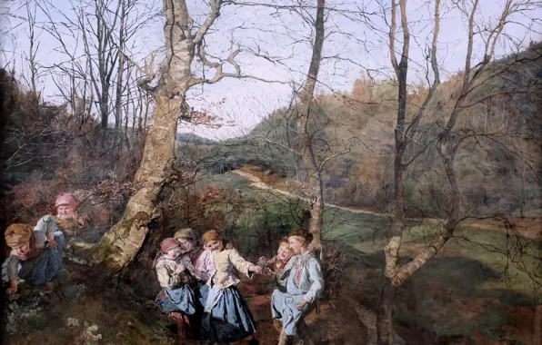 Picture picture, 1861, Ferdinand Georg Waldmuller, Ferdinand Georg Waldmüller, Austrian artist, Early spring in the Vienna …