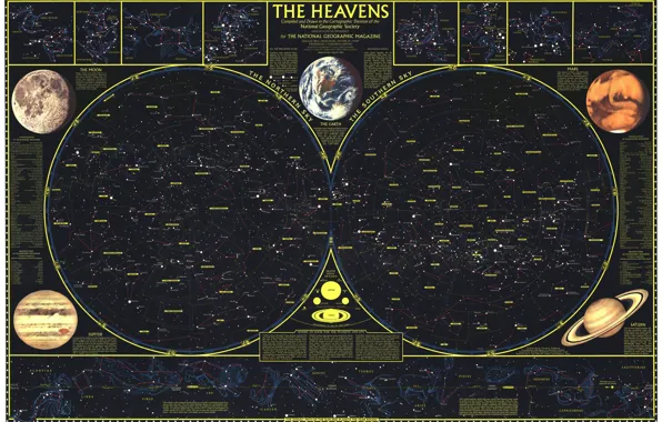 Picture space, stars, map, 1970, Heavens, Zodiacs