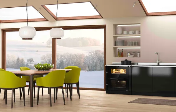 Style, Villa, interior, Italy, kitchen, dining room, dining area, Italian design