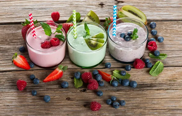 Picture berries, raspberry, kiwi, strawberry, mint, yogurt, Denira