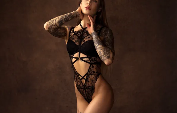 Look, sexy, pose, background, model, makeup, figure, tattoo