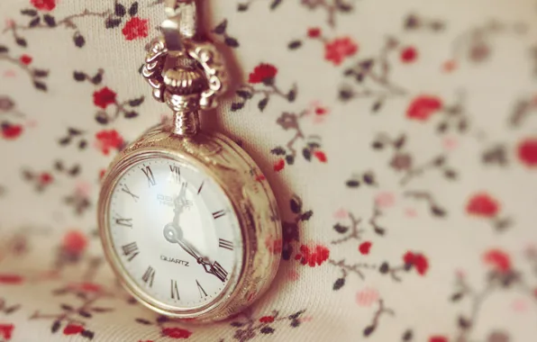 Macro, time, Wallpaper, watch, dial, chain, flowers