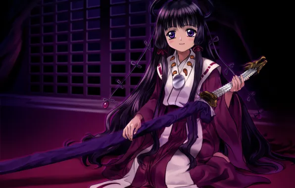 Picture girl, sword, art, case, sitting, mutsuki, moonknives, tsubasa reservoir chronicle