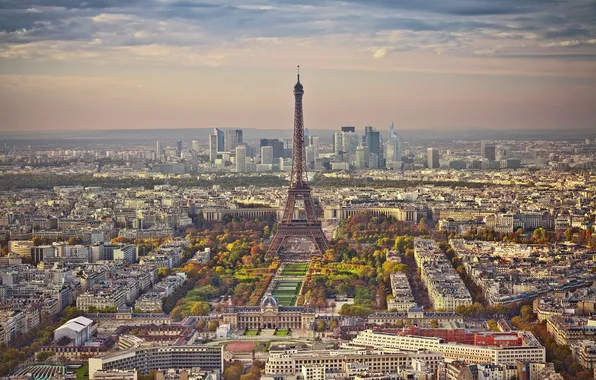 Autumn, France, Paris, tower, panorama
