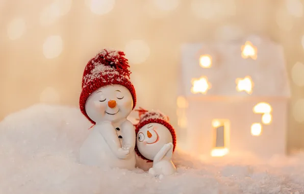 Winter, snow, smile, holiday, toys, Christmas, New year, snowmen