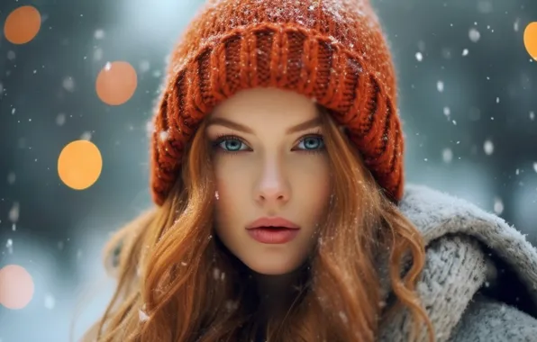 Winter, look, girl, snow, nature, face, pose, glare