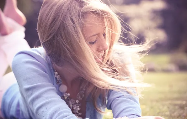 Girl, nature, the wind