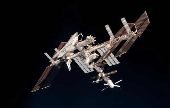 Space, satellite, ISS, docking, space Shuttle