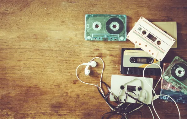 Picture retro, music, music, headphones, retro, headphones, cassettes, cosity