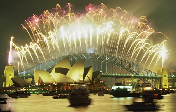 Picture bridge, Sydney, New year, theatre, fireworks, harbour