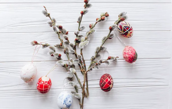 Picture branches, eggs, spring, colorful, Easter, wood, Verba, spring
