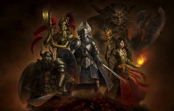 Picture paladin, warriors, warrior, archer, dwarf, mythical