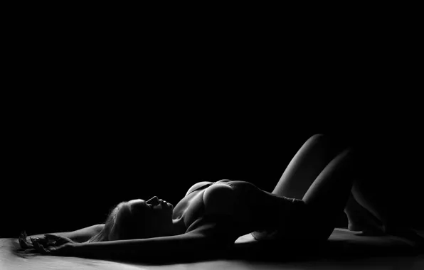 BLONDE, BODY, BIKINI, BRA, FIGURE, Black and WHITE, FRAME, THONG