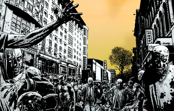 The city, street, the crowd, zombies
