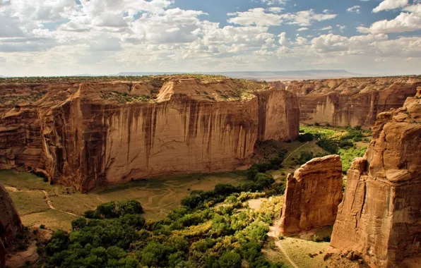 The sky, clouds, landscape, mountains, canyon