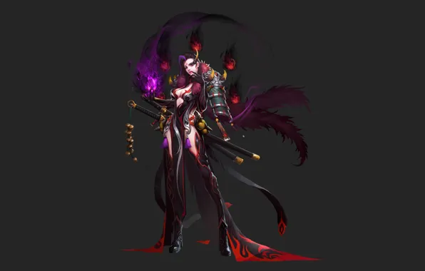 Girl, Minimalism, Style, Girl, Sword, Magic, Background, Swords