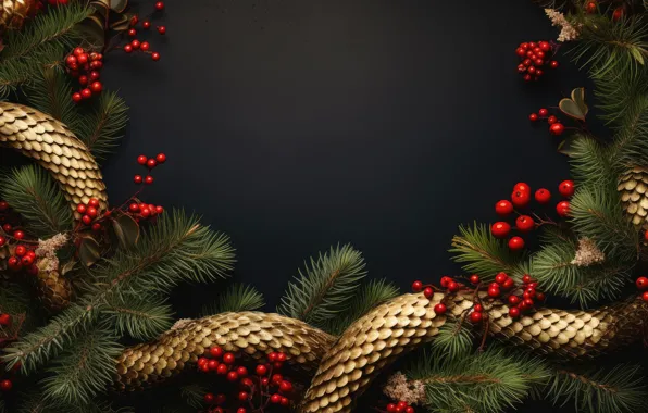 Branches, berries, the dark background, snake, scales, fruit, Christmas, snakes