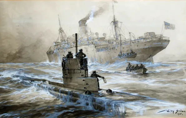 Oil, picture, canvas, Willy Stöwer, German artist, «The death of Linda Black Out of Liverpool», …