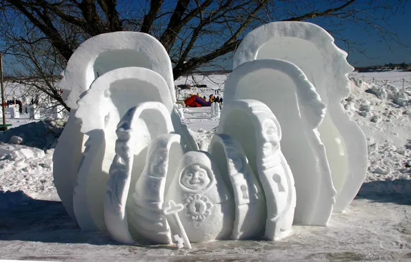 Picture winter, snow, key, matryoshka