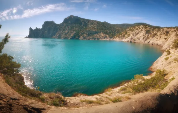 Picture sea, landscape, mountains, nature, rocks, coast, Bay, panorama