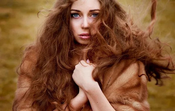 Look, portrait, redhead, coat