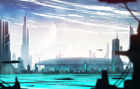 The city, building, construction, pond, Galactic Senate