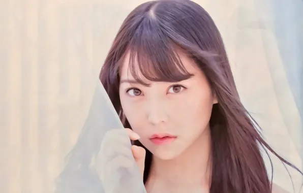 Girl, long hair, brown hair, brown eyes, beautiful, pretty, lips, face