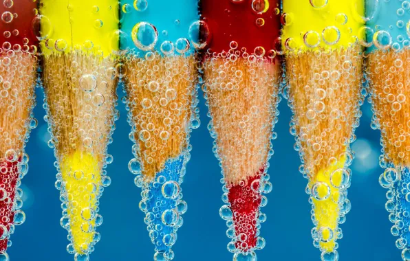 Colors, colorful, red, bubbles, yellow, blue, water, miscellanea