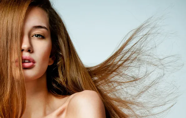 Look, girl, background, model, hair, lips, shoulders, neck