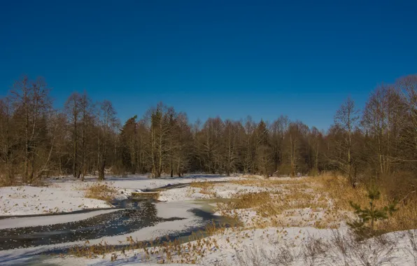 The sky, snow, Spring, Sunny day