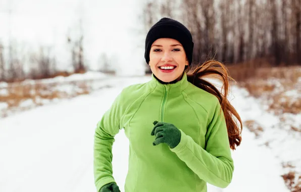Wallpaper run, exercise in winter, winter