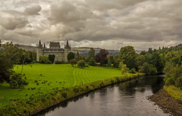 River, castle, Scotland, Inveraray