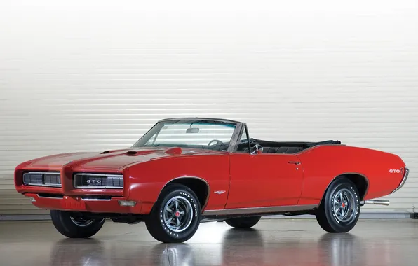 Red, red, convertible, muscle car, muscle car, pontiac, 1968, Pontiac