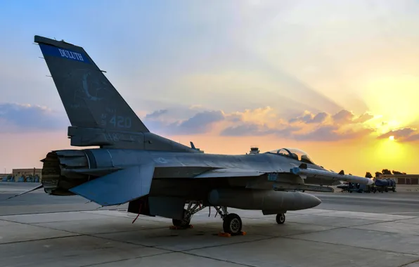 UNITED STATES AIR FORCE, General Dynamics F-16 Fighting Falcon, the fourth generation fighter, American multifunctional …